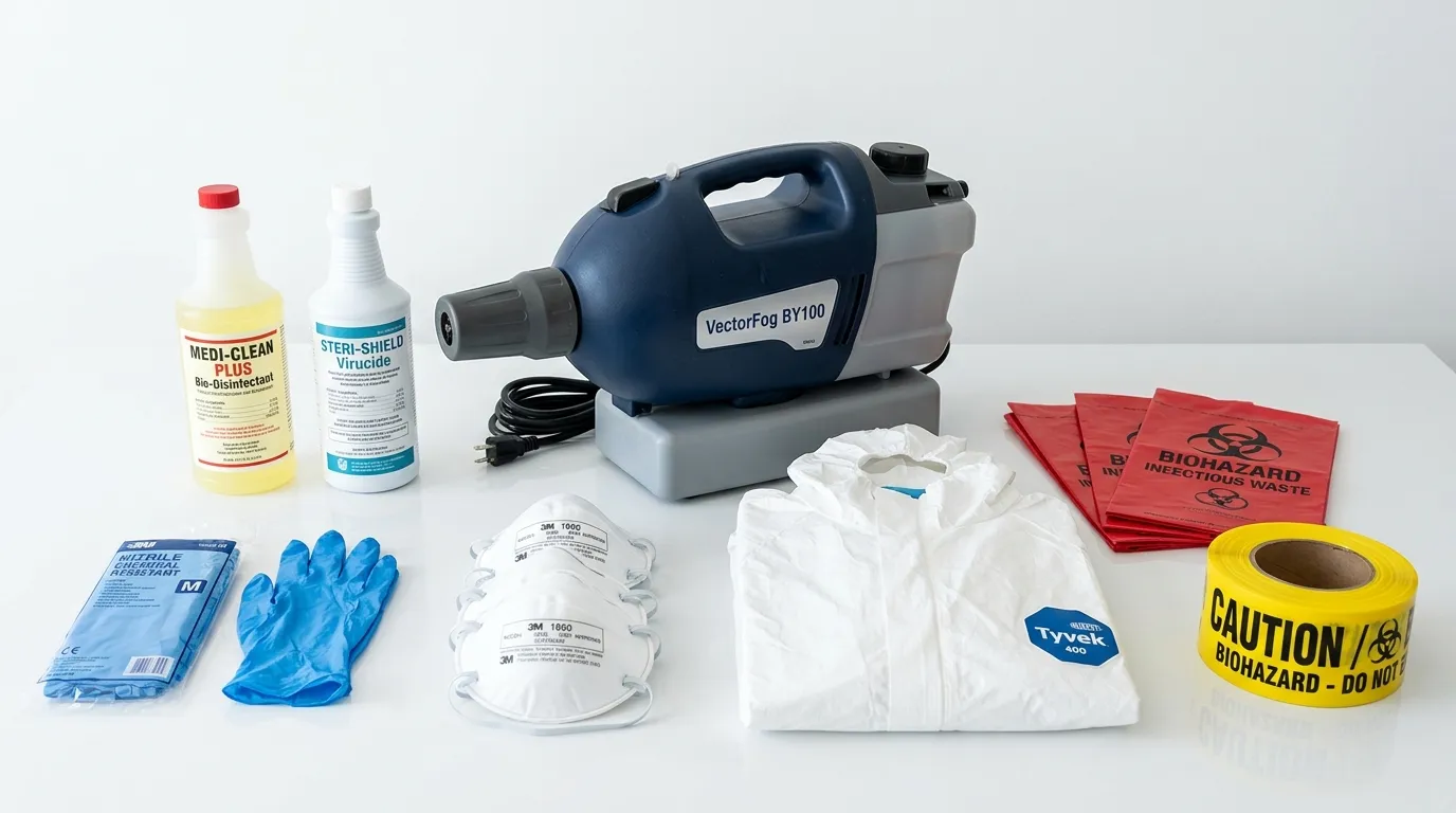 Professional biohazard remediation crew working in Templeton