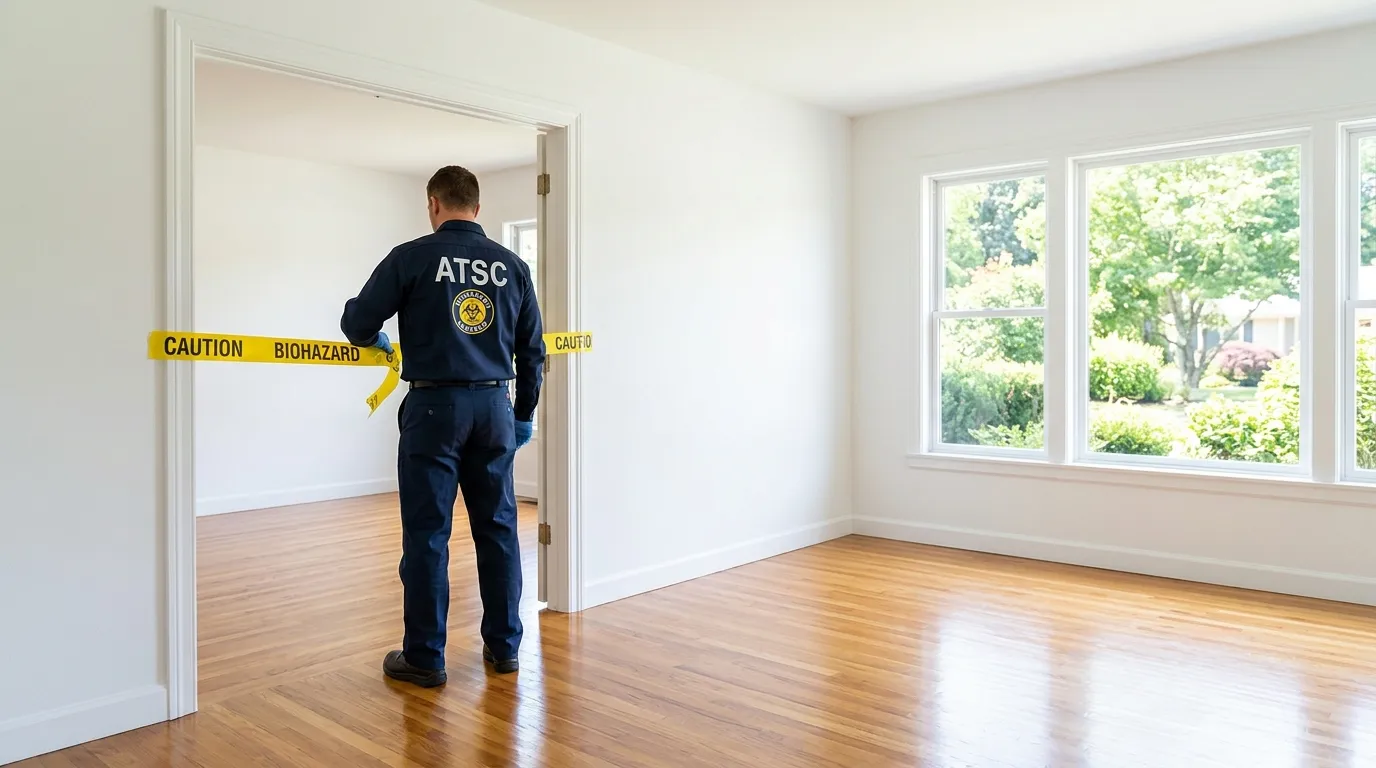 Certified biohazard cleanup crew performing Decomposition Cleanup in Templeton